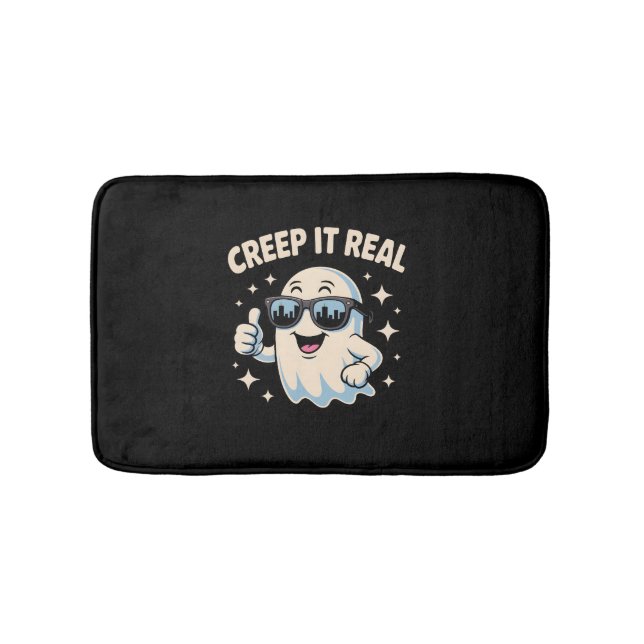 Alfombrilla De Baño Creep It Real, lindo fantasma de Halloween (Anverso)