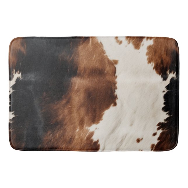 Alfombrilla De Baño Crema marrón negro Piel de vaca suroeste (Anverso)
