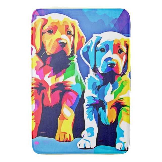 Alfombrilla De Baño Crías arcoiris: dúo lúdico (Frente vertical)