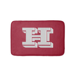Alfombrilla De Baño Crimson and White Varsity Letter Style Monogram