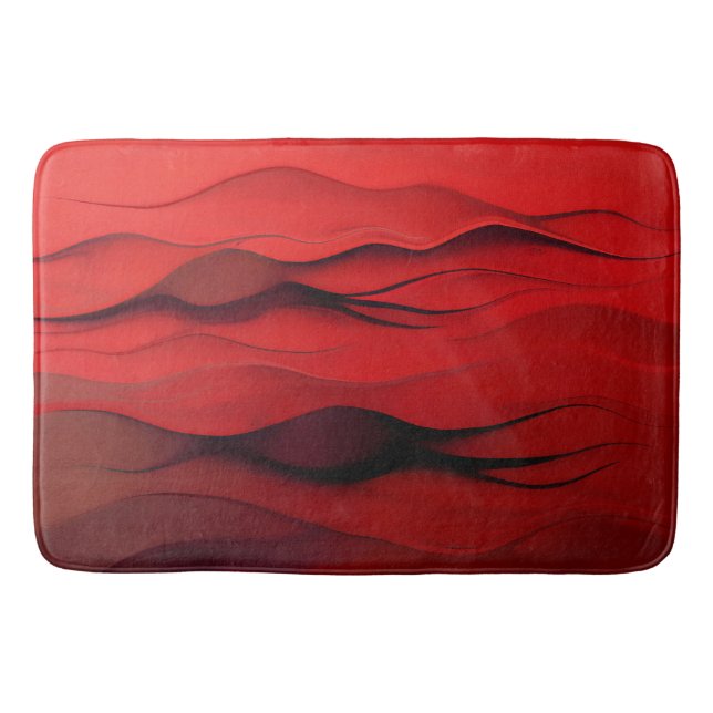 Alfombrilla De Baño Crimson Flow – Abstract Red Waves of Motion (Anverso)