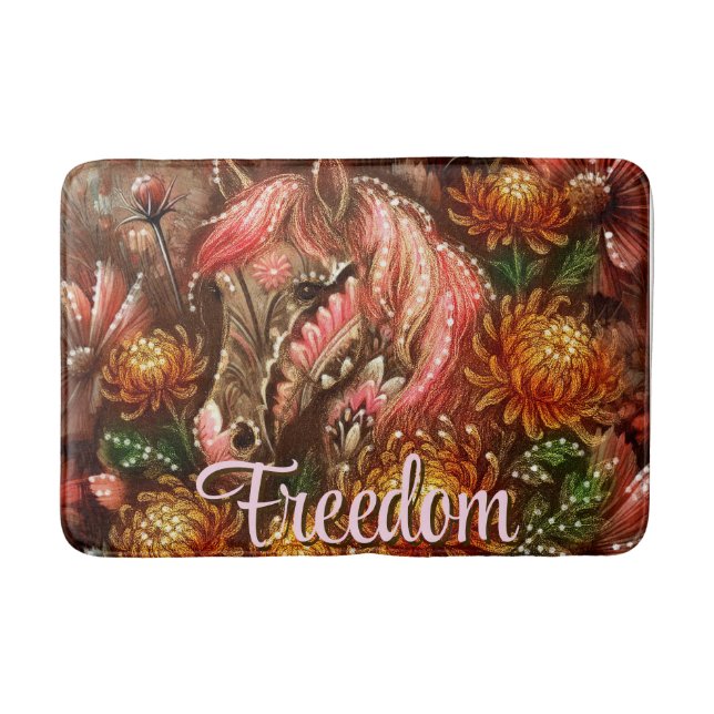 Alfombrilla De Baño Crisantemo floral de caballos de otoño personaliza (Anverso)