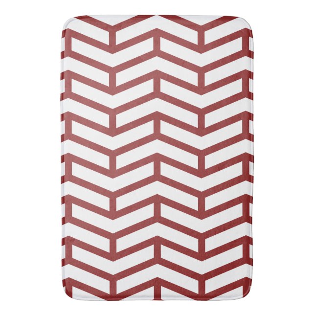Alfombrilla De Baño Crisp Sharp Flechas opuestas Chevron Blanco Rojo (Frente vertical)