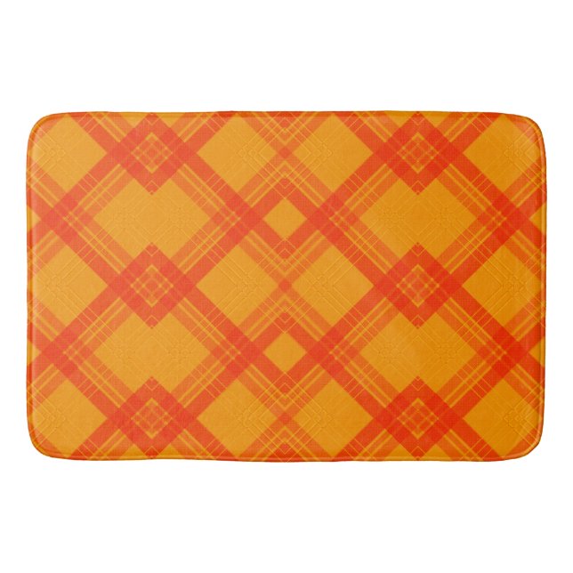 Alfombrilla De Baño Crisscrossed Happy Red & Yellow/Naranja Checks Sho (Anverso)