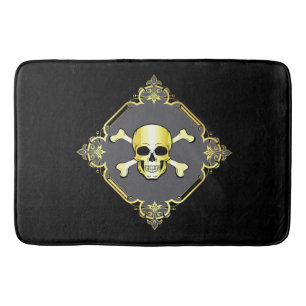 Alfombrilla De Baño Crossbone/Jolly Roger/Pirate/oro/negro
