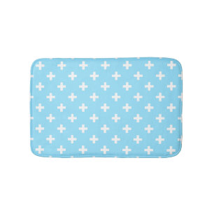 Alfombrilla De Baño Cruces de polka blanco sobre azul bebé