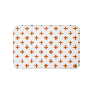 Alfombrilla De Baño Cruces de polka naranja sobre blanco