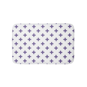 Alfombrilla De Baño Cruces de polka ultravioleta sobre blanco