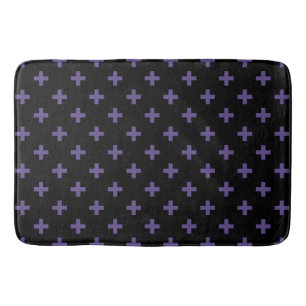 Alfombrilla De Baño Cruces de polka ultravioleta sobre negro