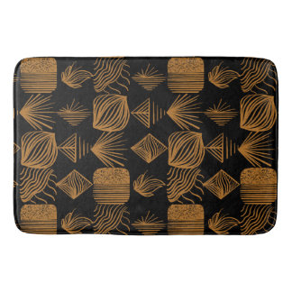 Alfombrilla De Baño Crudo trapo tribal caribeño: negro, oro