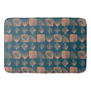 Alfombrilla De Baño Crudo trapo tribal caribeño: Verde azulado, tirado