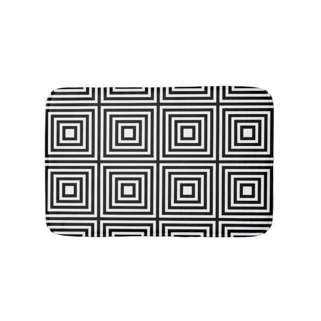 Alfombrilla De Baño Cuadrados blanco y negro en cuadrados (Anverso)