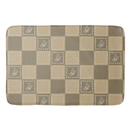 Alfombrilla De Baño Cuadrados de flores de doodle de mosaico