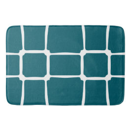Alfombrilla De Baño Cuadrados de formas azules negrita asimétrica