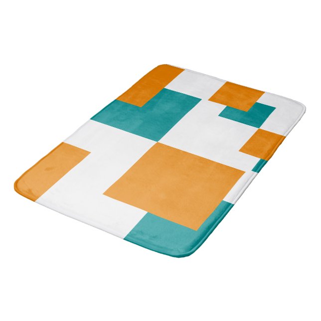 Alfombrilla De Baño cuadrados mínimos verde azulados y tangarinos (Angular)