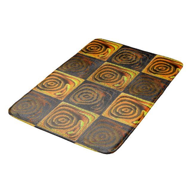 Alfombrilla De Baño Cuadrados y círculos amarillentos en mosaico rústi (Angular)