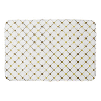 Alfombrilla De Baño Cuadrícula elegante de puntos blancos y dorados