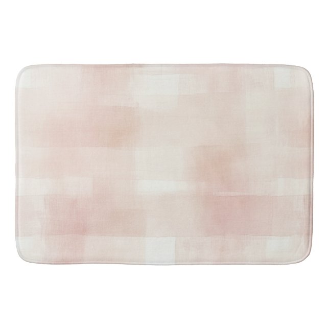 Alfombrilla De Baño Cuadros Rosa Melocotón Crema Bonito (Anverso)