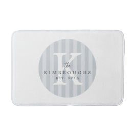 Alfombrilla De Baño Cualquier círculo rayado gris de colores monograma