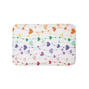 Alfombrilla De Baño Cuarto de baño de bonito Rainbow Hearts Pattern pa
