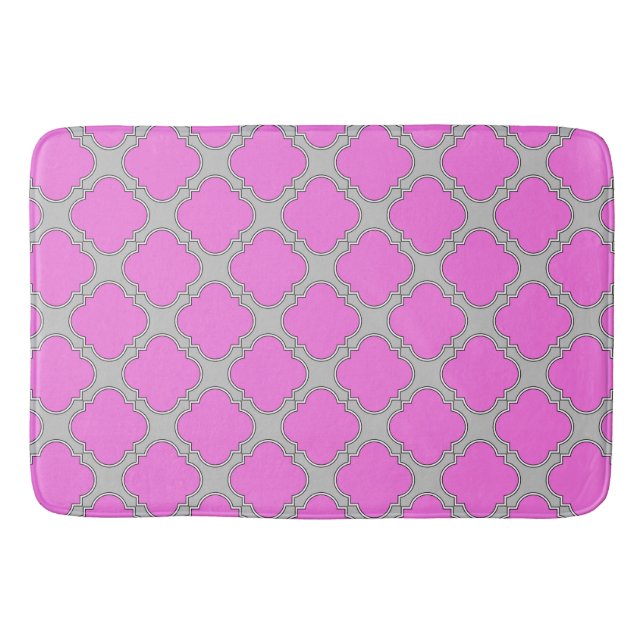 Alfombrilla De Baño Cuatrefoil rosa y gris (Anverso)