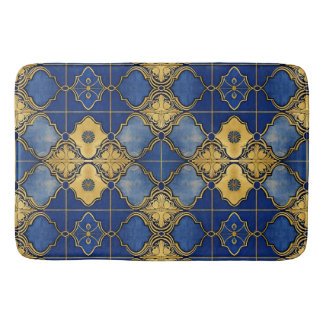 Alfombrilla De Baño Cuatrifolios de Patrón Inspirado en Marruecos Azul