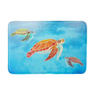 Alfombrilla De Baño Cubierta de barro de goma de tortugas marinas