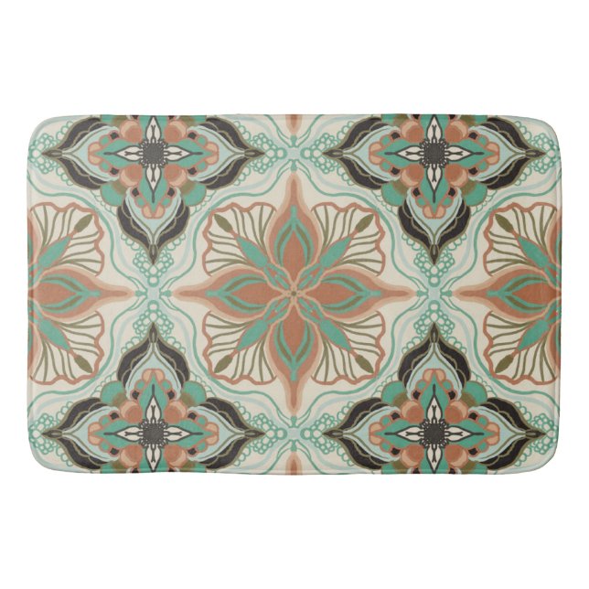 Alfombrilla De Baño Cubierta floral marroquí acuarela (Anverso)