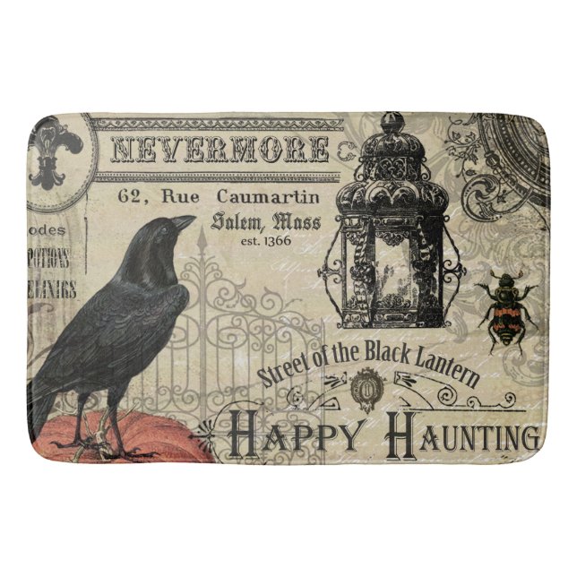 Alfombrilla De Baño cuervo y calabaza modernos de Halloween del (Anverso)