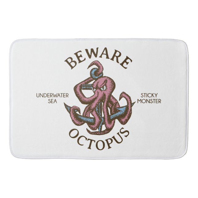 Alfombrilla De Baño Cuidado Octopus Nautical Creature Tentacle Monstru (Anverso)