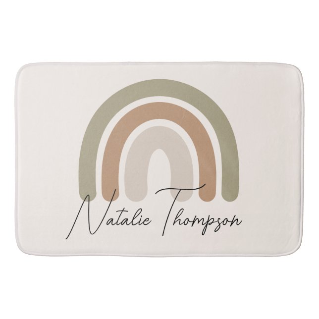 Alfombrilla De Baño Cuidadosa acuarela rosa arco iris monograma para s (Anverso)