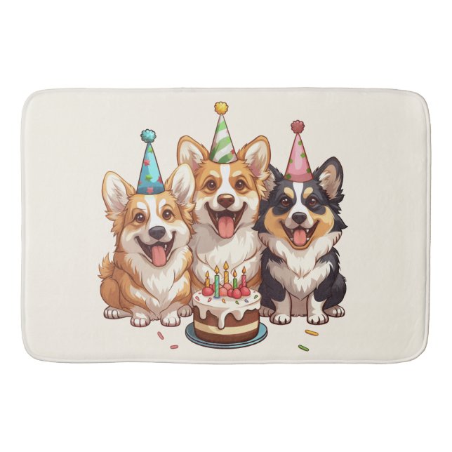 Alfombrilla De Baño Cumpleaños Corgi Dogs (Anverso)