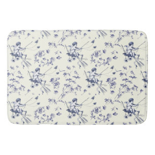 Alfombrilla De Baño Cupido Vintage Cupid Angel Blue Floral Toile