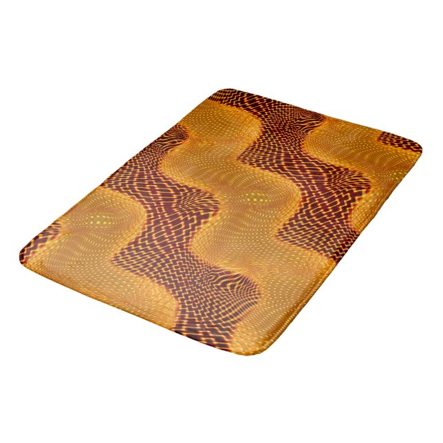 Alfombrilla De Baño Curva laranja e pontos dourados sobre fundo marrom (Angular)