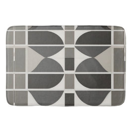 Alfombrilla De Baño Curvas geométricas modernas en gris y blanco