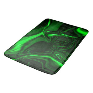 Alfombrilla De Baño Curvas y pliega níquel verde en fondo oscuro.