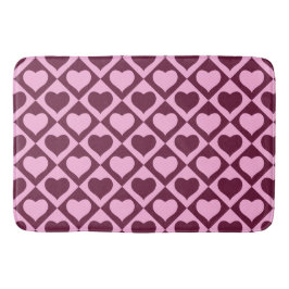 Alfombrilla De Baño Custom Heart Checkerboard Pattern Bordeaux Pink - 
