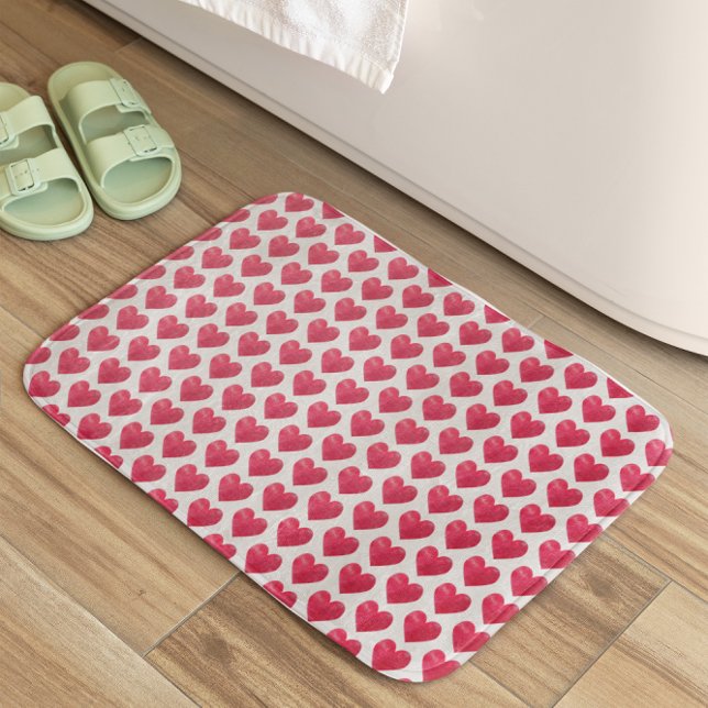 Alfombrilla De Baño Cute acuarela Corazones Sencillo Patrón de San Val (Subido por el creador)
