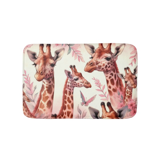 Alfombrilla De Baño Cute acuarela Giraffe (Anverso)