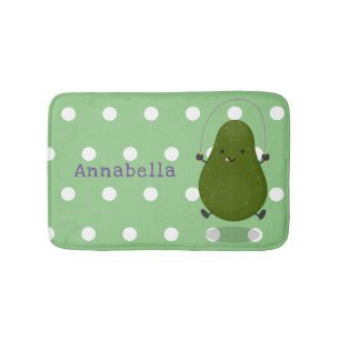 Alfombrilla De Baño Cute aguacate salto cuerda personalizado ilustraci