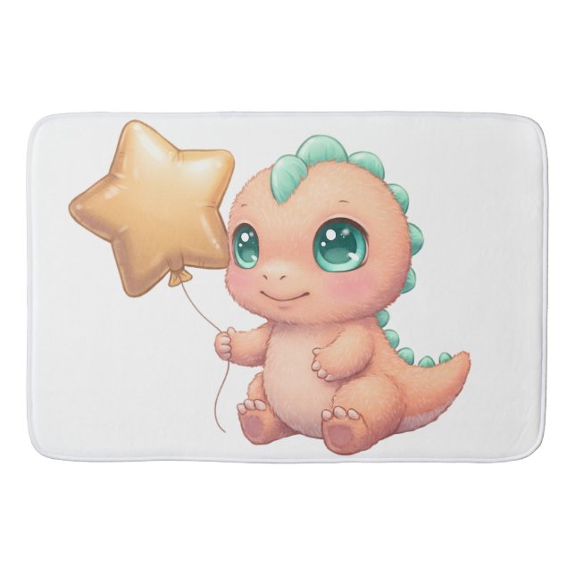 Alfombrilla De Baño Cute Baby Dinosaur Holding Star Balloon (Anverso)