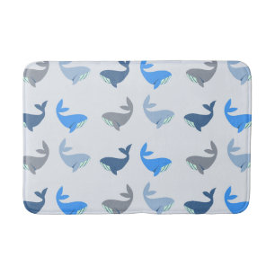 Alfombrilla De Baño Cute Ballena Moderna Patrón Ilustrado Azul