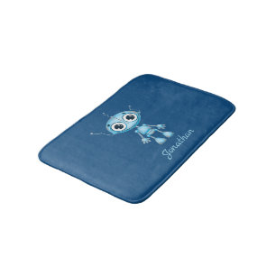 Alfombrilla De Baño Cute Blue Robot Baby Boy Nursery