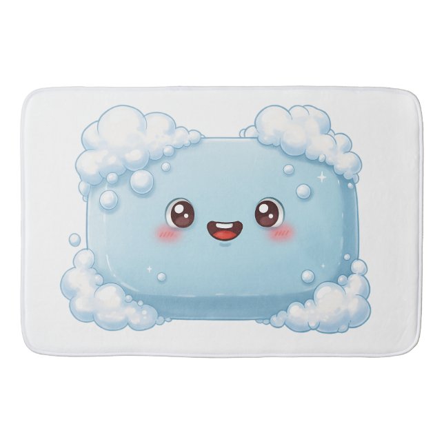 Alfombrilla De Baño Cute Blue Soap Bar with Bubbles (Anverso)