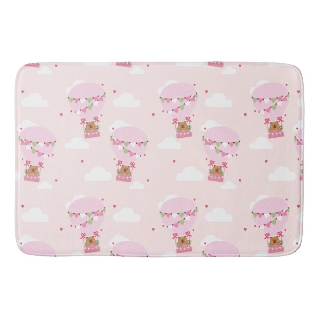 Alfombrilla De Baño Cute Capybara Hot Air Balloon (Anverso)