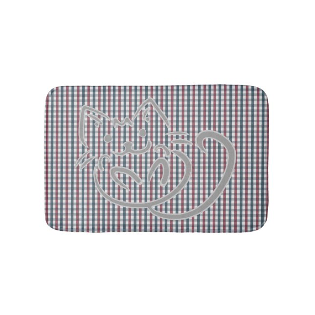 Alfombrilla De Baño Cute Cat and Plaid Pattern (Anverso)
