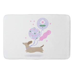 Alfombrilla De Baño Cute Dachshund Weiner Perro Lover Fiesta Rosa