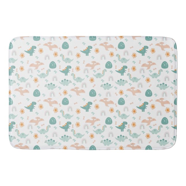 Alfombrilla De Baño Cute Dino Adventure Pattern Niños Baño Decoración (Anverso)