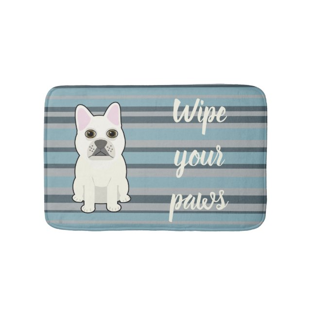 Alfombrilla De Baño Cute French Bulldog Blue Striped (Anverso)