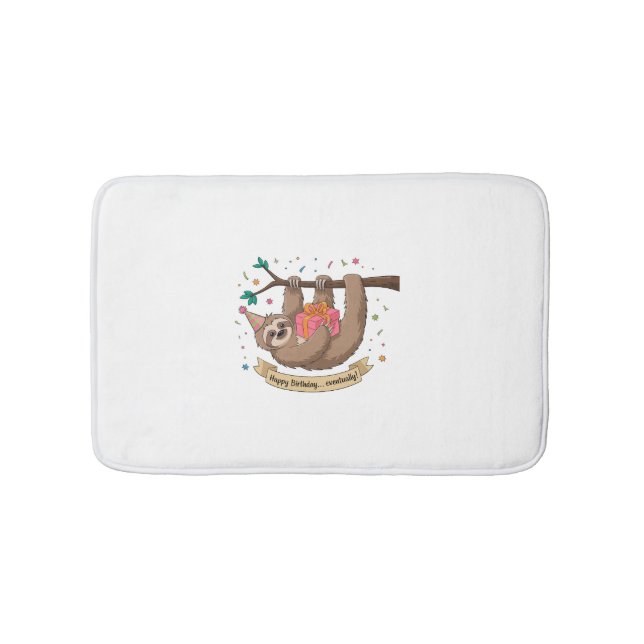 Alfombrilla De Baño Cute Funny Sloth Happy Birthday (Anverso)